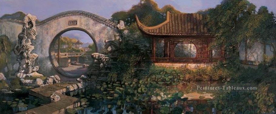 Jardin du sud du changjiang delta de Chine Shanshui Paysage chinois Peintures à l'huile
